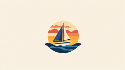 Sailing boat sunset graphic