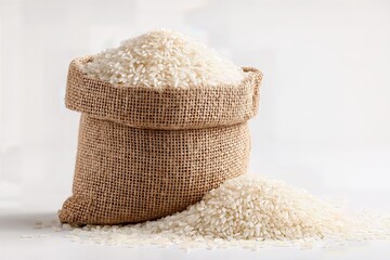Agriculture Rice Grains Sack Food Grain Harvest Burlap Bag White Rice Staple Cooking Ingredient Nutrition Healthy Diet Organic

