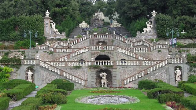 The monumental stairs. in the garden of Villa Garzoni. Collodi, Lucca, Tuscany, Italy	