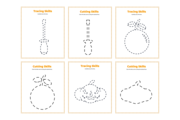 Tracing and Cutting Skills Educational Worksheet Vector