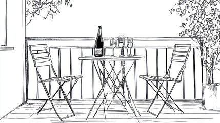 Outdoor balcony dining sketch