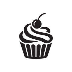 Delicious Cupcake Delight A Sweet Treat with Creamy Frosting and a Cherry on Top Silhouette