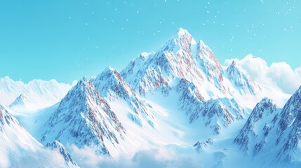 Obraz premium Snowy mountain range under blue sky