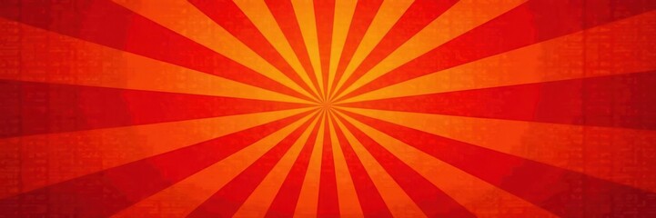 Obraz premium Retro red background with radiating orange sun rays Vector sunburst pattern , bold, radial, design