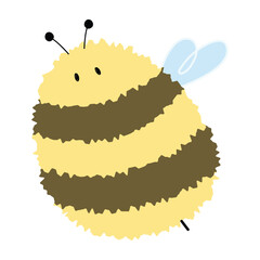 Bee Single 12 cute on a White background, vector illustration.