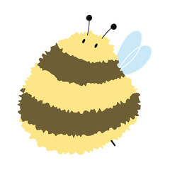 Bee Single 16 cute on a White background, vector illustration.