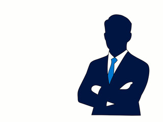 There is a special space for writing words or text for commercial use. An entrepreneur with a flat face on a white background.