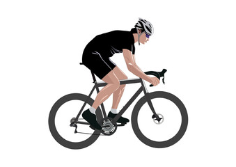 ロードバイクを漕ぐ若い男性のイラスト