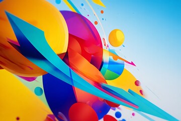 A dynamic composition of vibrant colors and abstract shapes, showcasing a playful and energetic visual style.