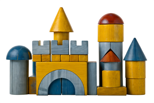 Wooden Castle Building Blocks Construction graphic design isolated on a transparent background - Powered by Adobe