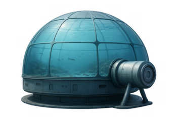 Underwater research dome exploring marine life and ocean future