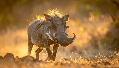 African Warthog in Sunlight.