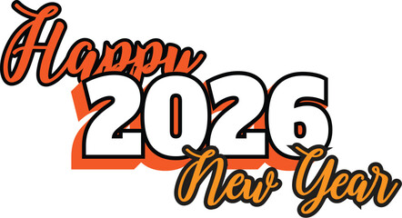 Obraz premium Vector art of happy new year 2026 text