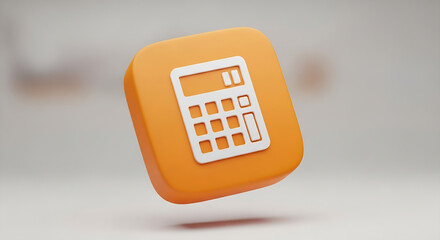 Floating 3D calculator icon for a mobile app interface, symbolizing business finance, accounting, and mathematical calculation