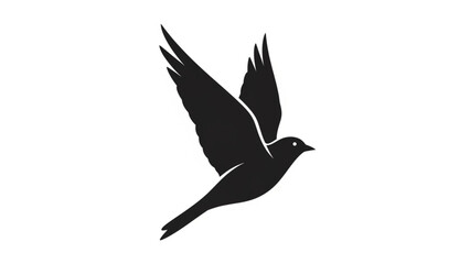 Obraz premium A silhouette of a bird in mid-flight against a plain background, symbolizing freedom and nature