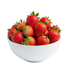 strawberries in a bowl isolated on transparent background 