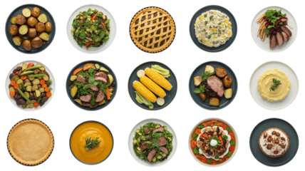 Delicious assortment of gourmet meals and desserts presented beautifully