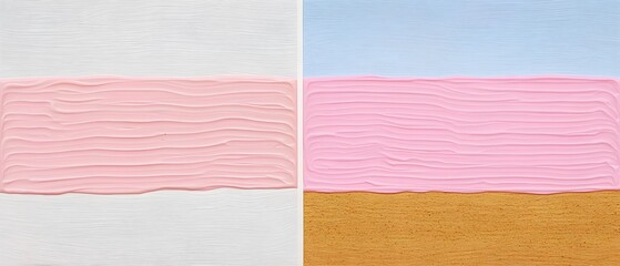 Fototapeta premium Two paintings of pink and white stripes