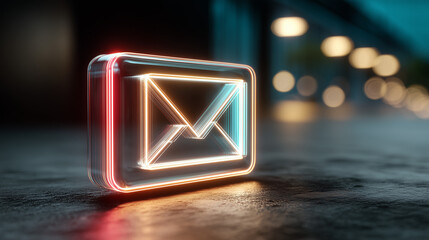 Mail futuristic holographic envelope icon dashboard visualization.
