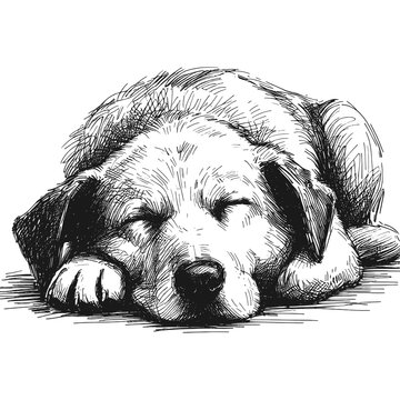 drawing sleeping dog