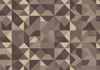 Abstract geometric background with triangles and squares in shades of brown and beige, concept for textile pattern, branding background and digital wallpaper
