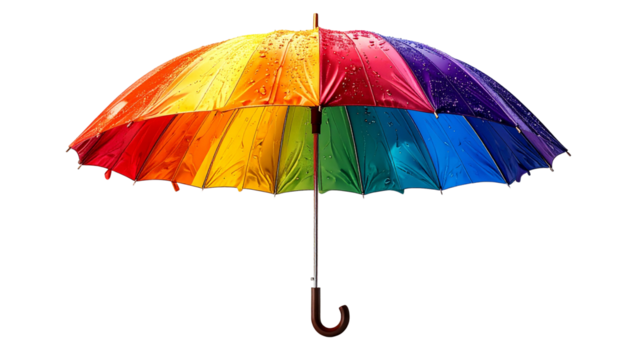 Rainbow Brain Umbrella: Creative Concept for Mental Health, Psychology, and Neurodiversity isolated on solid white background in Png