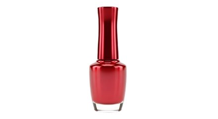 Red nail polish bottle for beauty and style isolated PNG with Transparent Background