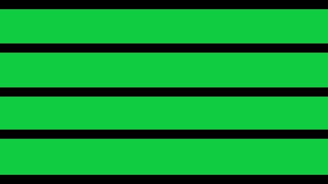 Green screen video template with multiple black horizontal dividers. Minimal green screen layout with four black horizontal bars