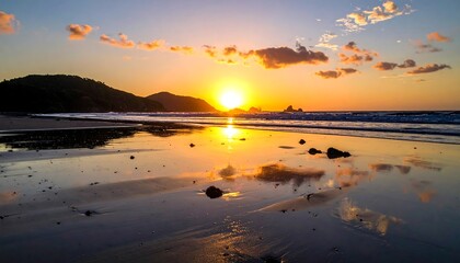 Beautiful Sunset Beach Scene.