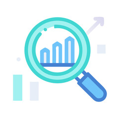 Magnifier with growing bar chart analytics