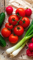 Fresh Vegetables on Paper.