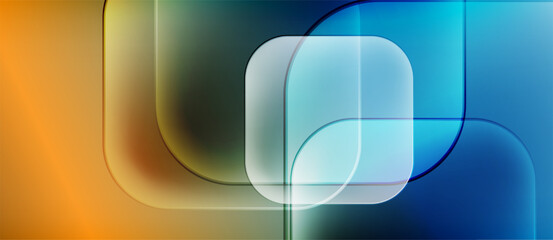 Abstract composition. Overlapping rounded rectangles create vibrant color gradients. Smooth transitions, modern design, minimalist aesthetic.