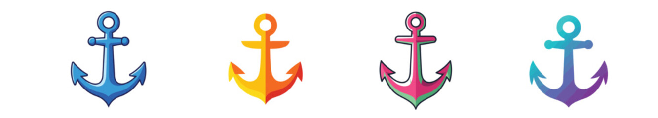 Obraz premium Colorful anchors illustration collection representing stability and safety