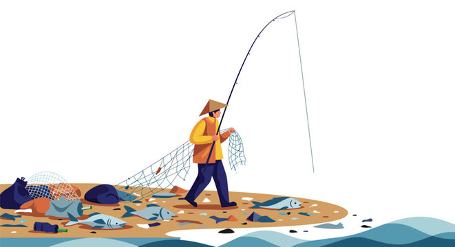 Distressing vector image displays the devastating effects of marine pollution