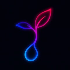 Neon Water Droplet Vein — Glowing Liquid Gradient Vector Icon

