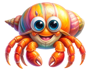 Playful Hermit Crab Character with Bold Colors