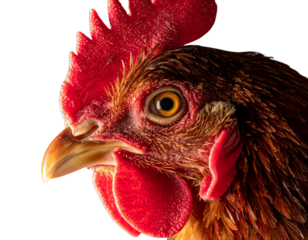 Minimal Studio Shot of Chicken Head with Dramatic Lighting Isolated on Transparent Background PNG