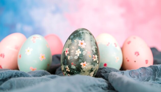 Easter eggs on fabric, pastel colors