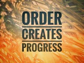 “Minimalist motivational typography design with the quote ‘Order creates progress’. Inspiring concept for discipline, productivity, structure, and personal growth posters or digital art.”