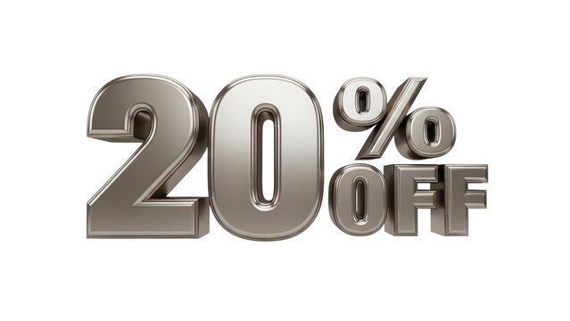 Twenty percent off sale banner promotion discount offer limited time deal special price savings shop now on transparent background
