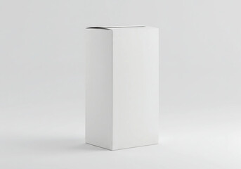 Naklejka premium Ultra realistic plain white cereal box mockup, tall rectangular carton, clean studio background, product photo