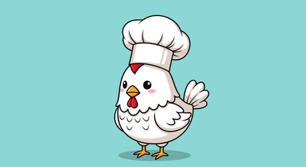 Cute Cartoon Chicken Chef Vector Illustration