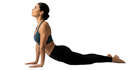 Fit young woman in sportswear practicing yoga, upward-facing dog pose isolated PNG with Transparent Background