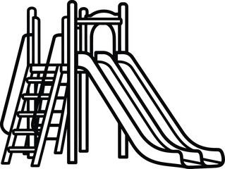 Outdoor playground slide ladder fun children recreation vector