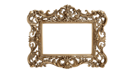 Antique ornate Halloween picture frame decorated with spooky motifs isolated on transparent background 