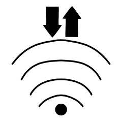 Wifi signal upload and download. Wifi icon conection. Free wifi sign isolated icon. Hand drawn signal sign and symbol