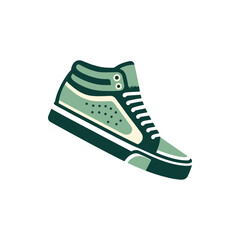 Stylish green high-top sneaker with a classic design, set against a minimalistic background