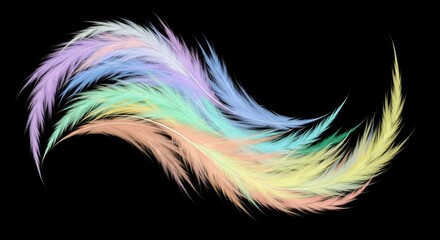 Fototapeta premium Abstract Feather Swirl - Pastel Colors on Black Background.