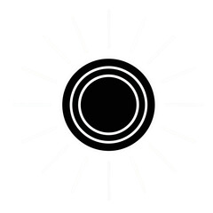 Minimal black sun icon with concentric rings, modern solar branding, elegant energy symbol, clean UI badge, editorial diagram aesthetic
