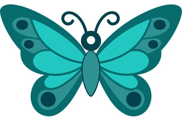 Illustration of a teal butterfly with circular spots